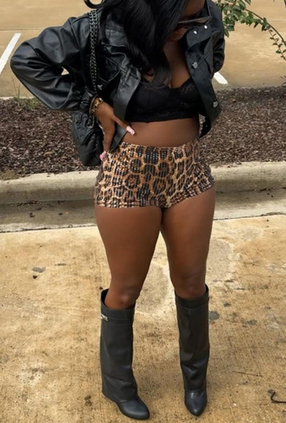 Leopard Sequins Shorts