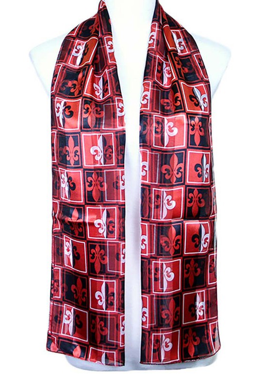 Silk Feel Fleur De Lis Print Scarves