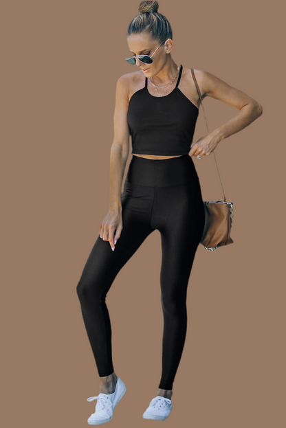 Black High Rise Tight Leggings with Waist Cincher