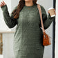 Mist Green Cable Knit Drop Shoulder Loose Fit Sweater Dress